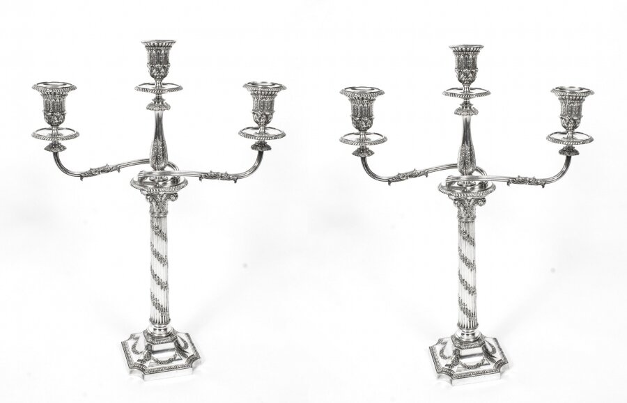 Antique Pair Victorian 3Light Candelabra H Woodward C1880 | Ref. no. 08029 a | Regent Antiques